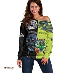 Custom Raiders and Panthers Off Shoulder Sweater Together Sporty Style