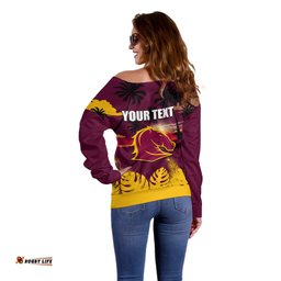 NRL Broncos Off Shoulder Sweater Summer Vibe Style