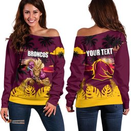 NRL Broncos Off Shoulder Sweater Summer Vibe Style
