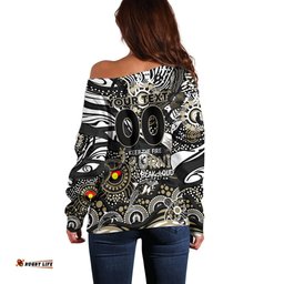 Custom NAIDOC Week 2024 Magpies Off Shoulder Sweater Aboriginal Animals Keep The Fire Burning