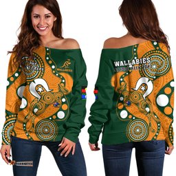 Wallabies Rugby NAIDOC Off Shoulder Sweater Aboriginal Camouflage Lest We Forget