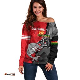 Personalised Panthers And Dolphins Off Shoulder Sweater Sporty Version
