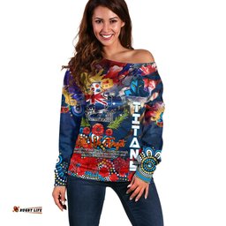 Personalised Australia Rugby Titans ANZAC Off Shoulder Sweater Gold Coast Scratch Style