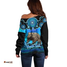Personalised Australia Taurus Wombat Zodiac Off Shoulder Sweater Auz Astrology Aboriginal Aqua