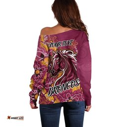 Personalised Broncos NAIDOC Week 2024 Off Shoulder Sweater Aboriginal Fire Burning Sparks