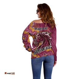 Personalised Broncos NAIDOC Week 2024 Off Shoulder Sweater Aboriginal Fire Burning Sparks
