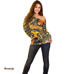 Personalised NAIDOC Week 2024 GWS Giants Off Shoulder Sweater Australian Aboriginal Hand Painting