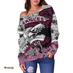 Custom Personalised Sea Eagles Women's Off Shoulder Sweater Aboriginal style