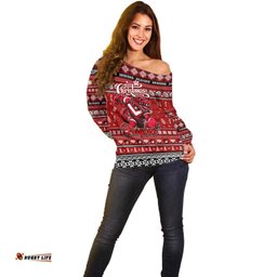 Personalized Dragons Rugby Xmas Off Shoulder Sweater Australia NRL Mascot