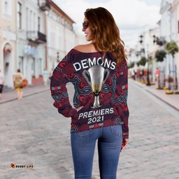 Custom Personalised Demons Indigenous Off Shoulder Sweater Premiers Champion