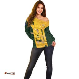 Australia Soccer Off Shoulder Sweater Cooney Cross Matildas Gold Version