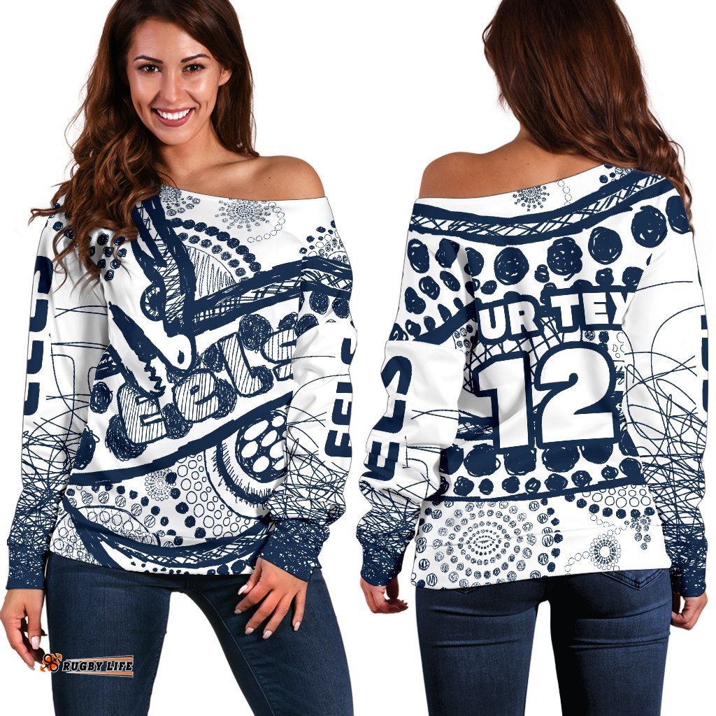 Custom Personalised Eels Rugby Women's Off Shoulder Sweater Line Art Special Version 08