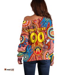 Personalised NAIDOC Week 2024 Gold Coast Suns Off Shoulder Sweater Australian Aboriginal Hand Painting