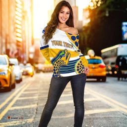 Custom Personalised Eels Indigenous Off Shoulder Sweater Parramatta Version White