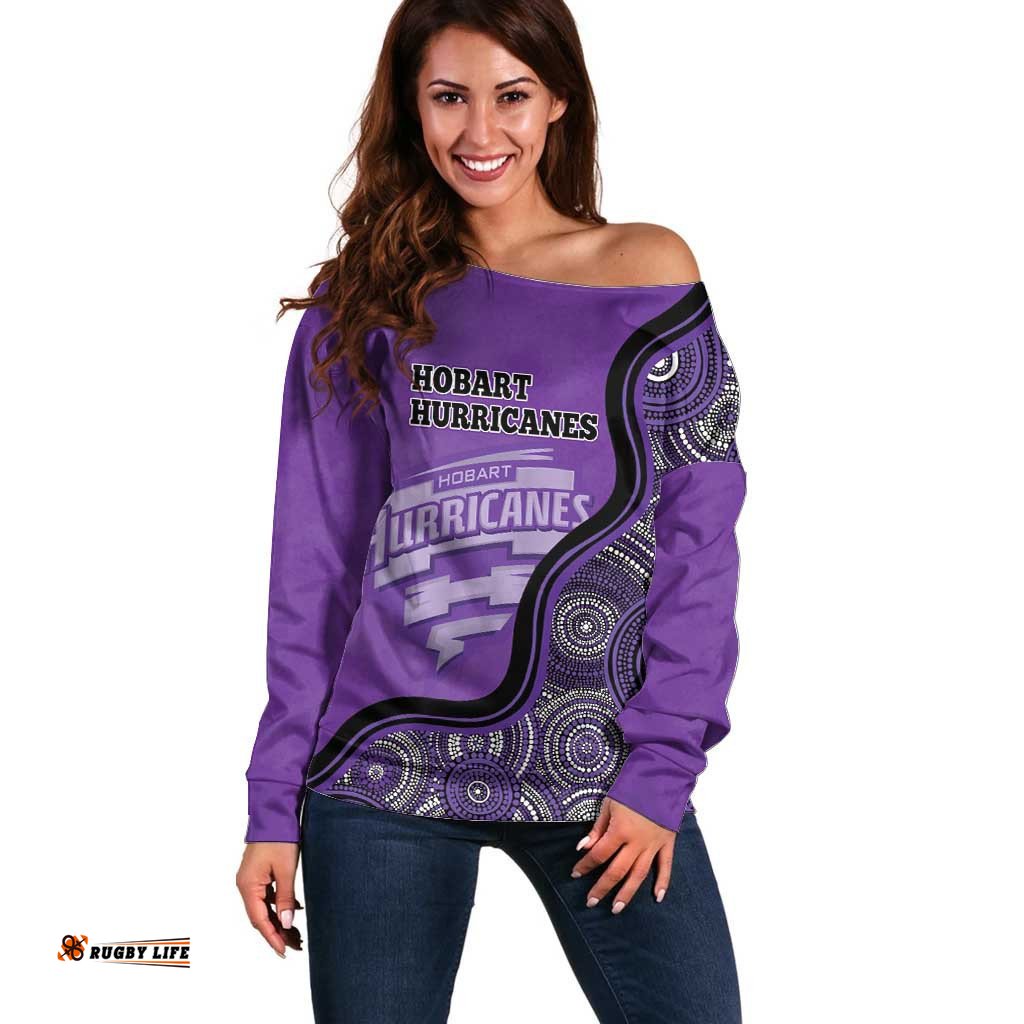 Custom Hobart Hurricanes Off Shoulder Sweater Indigenous Art Grunge Style