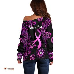 Personalised Faith Hope Love Australia Breast Cancer Off Shoulder Sweater Pink Ribbon Indigenous