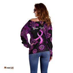 Personalised Faith Hope Love Australia Breast Cancer Off Shoulder Sweater Pink Ribbon Indigenous