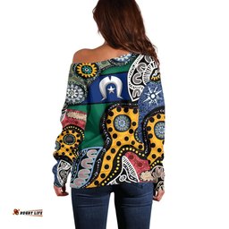 Torest Trait Islands Mix Aboriginal Pattern Off Shoulder Sweater 07