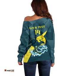 Custom Australia Water Polo 2024 Off Shoulder Sweater Aussie Stingers Kangaroo Sporty Version