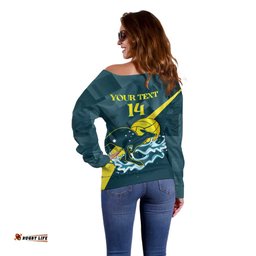 Custom Australia Water Polo 2024 Off Shoulder Sweater Aussie Stingers Kangaroo Sporty Version