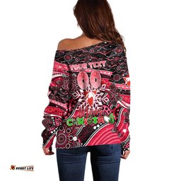 Merry Christmas AFL Swans Off Shoulder Sweater Aboriginal Santa Football Mascot