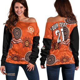 Custom Personalised Perth Scorchers Cricket Dots Women Off Shoulder Sweater
