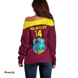 Personalised West Indies Cricket Off Shoulder Sweater Go Windies Dynamic Version 2023