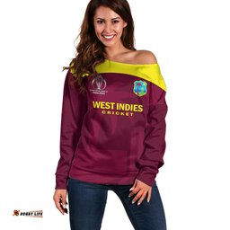 Personalised West Indies Cricket Off Shoulder Sweater Go Windies Dynamic Version 2023