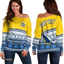Custom Personalised Cowboys Aboriginal Off Shoulder Sweater Christmas North Queensland