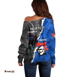 Personalised Panthers And Knights Rugby Off Shoulder Sweater Sporty Style