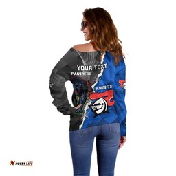 Personalised Panthers And Knights Rugby Off Shoulder Sweater Sporty Style