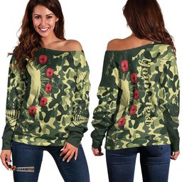Custom Personalised Aotearoa ANZAC Camouflage Women Off Shoulder Sweater 06