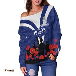 Canterbury Bankstown Bulldogs Anzac Day Camo Women Off Shoulder Sweater