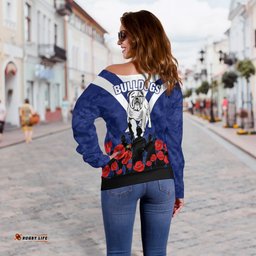 Canterbury Bankstown Bulldogs Anzac Day Camo Women Off Shoulder Sweater
