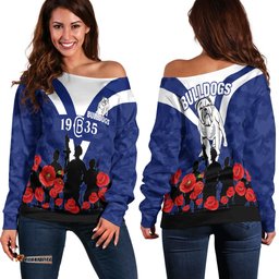 Canterbury Bankstown Bulldogs Anzac Day Camo Women Off Shoulder Sweater