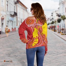 Custom Personalised King Island Off Shoulder Sweater Emu Aboriginal Tasmania Australia