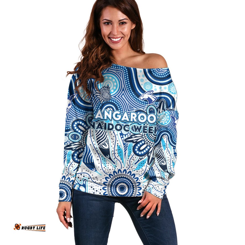 Personalised Kangaroos NAIDOC Week 2024 Off Shoulder Sweater Aussie Aboriginal Art