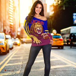 Custom Personalised Brisbane Women's Off Shoulder Sweater Lions Three Stripes