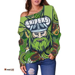 Custom Personalised Raiders Women's Off Shoulder Sweater Canberra Indigenous