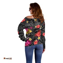Panthers Rugby Off Shoulder Sweater Beautiful Floral Pattern Spring Summer Vibe