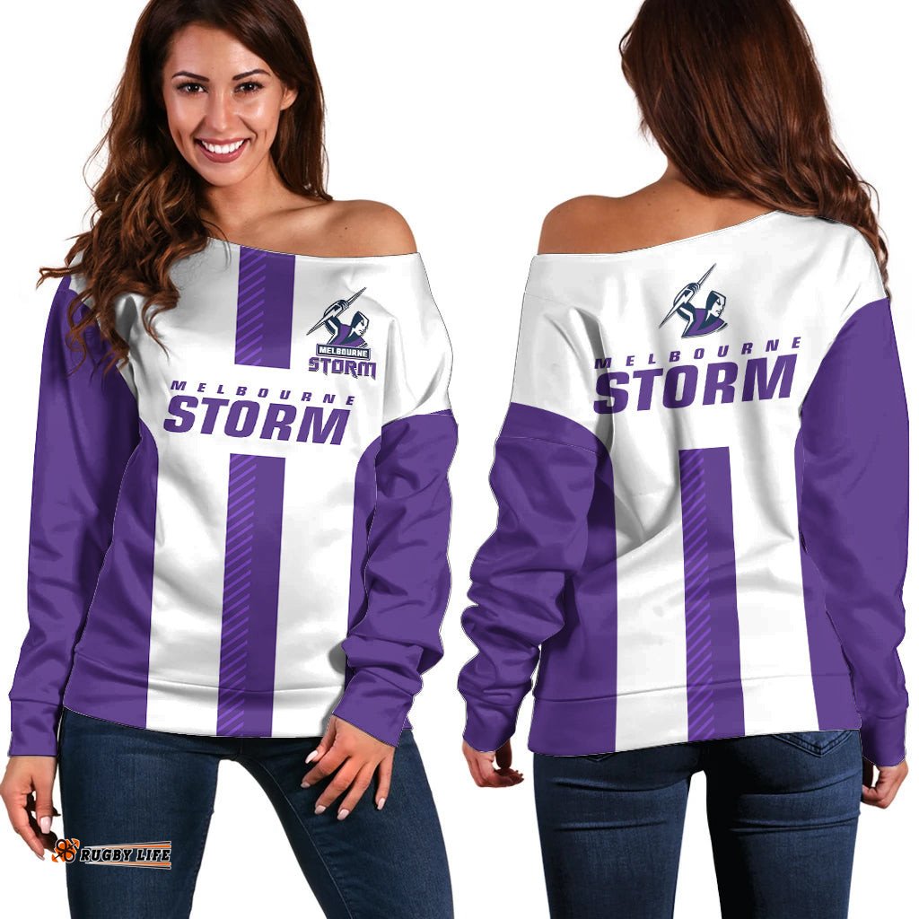 Storm Rugby Off Shoulder Sweater White Sporty Go Storm