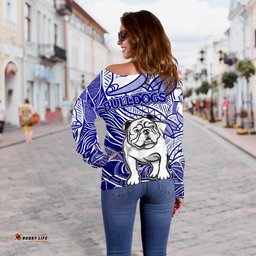 Bulldogs Women's Off Shoulder Sweater Tribal Style
