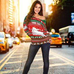 Custom Personalised Rabbitohs Christmas Off Shoulder Sweater South Sydney Indigenous