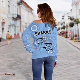 Cronulla Sutherland Women's Off Shoulder Sweater Sharks Anzac Day Unique Indigenous