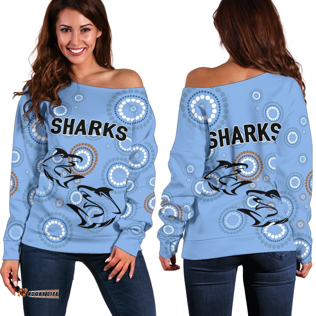 Cronulla Sutherland Women's Off Shoulder Sweater Sharks Anzac Day Unique Indigenous