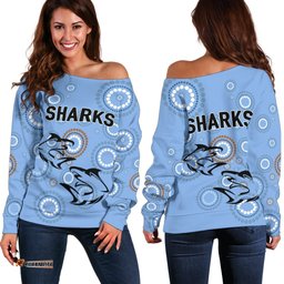 Cronulla Sutherland Women's Off Shoulder Sweater Sharks Anzac Day Unique Indigenous