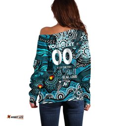 Custom NAIDOC Week 2024 Power Off Shoulder Sweater Aboriginal Animals Keep The Fire Burning