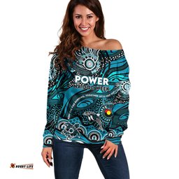Custom NAIDOC Week 2024 Power Off Shoulder Sweater Aboriginal Animals Keep The Fire Burning