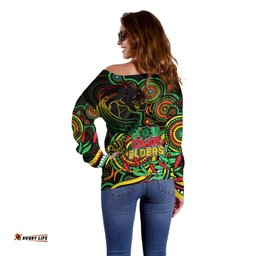 Panthers Rugby Aboriginal Art Off Shoulder Sweater NAIDOC Indigenous Tribal