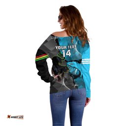 Custom NRL Panthers And Sharks Rugby 2024 Off Shoulder Sweater Go Champions Dynamic Version